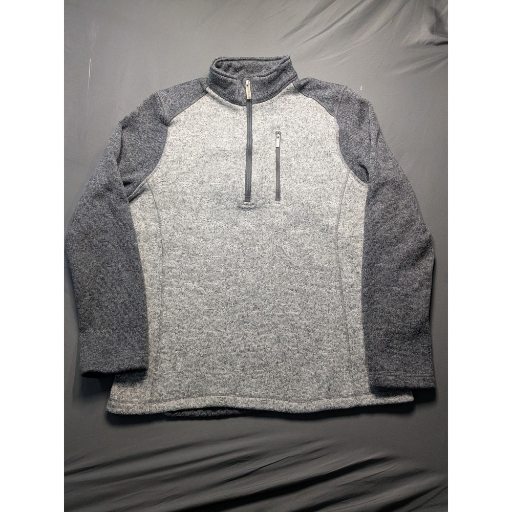 Woolrich Mens Grey Fleece Quarter Zip Pullover Sweater Large Heathered Knit